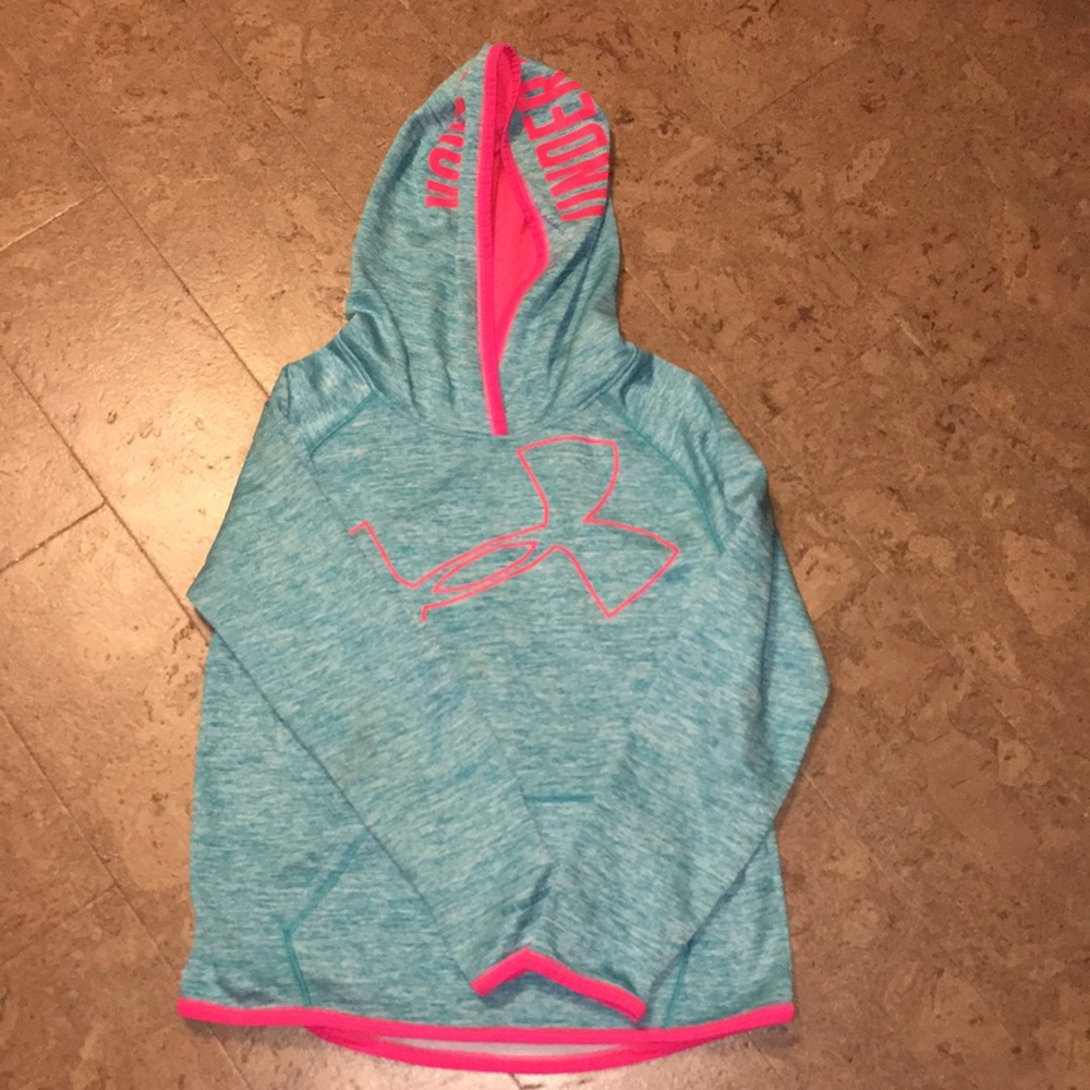 pink and blue under armor hoodie